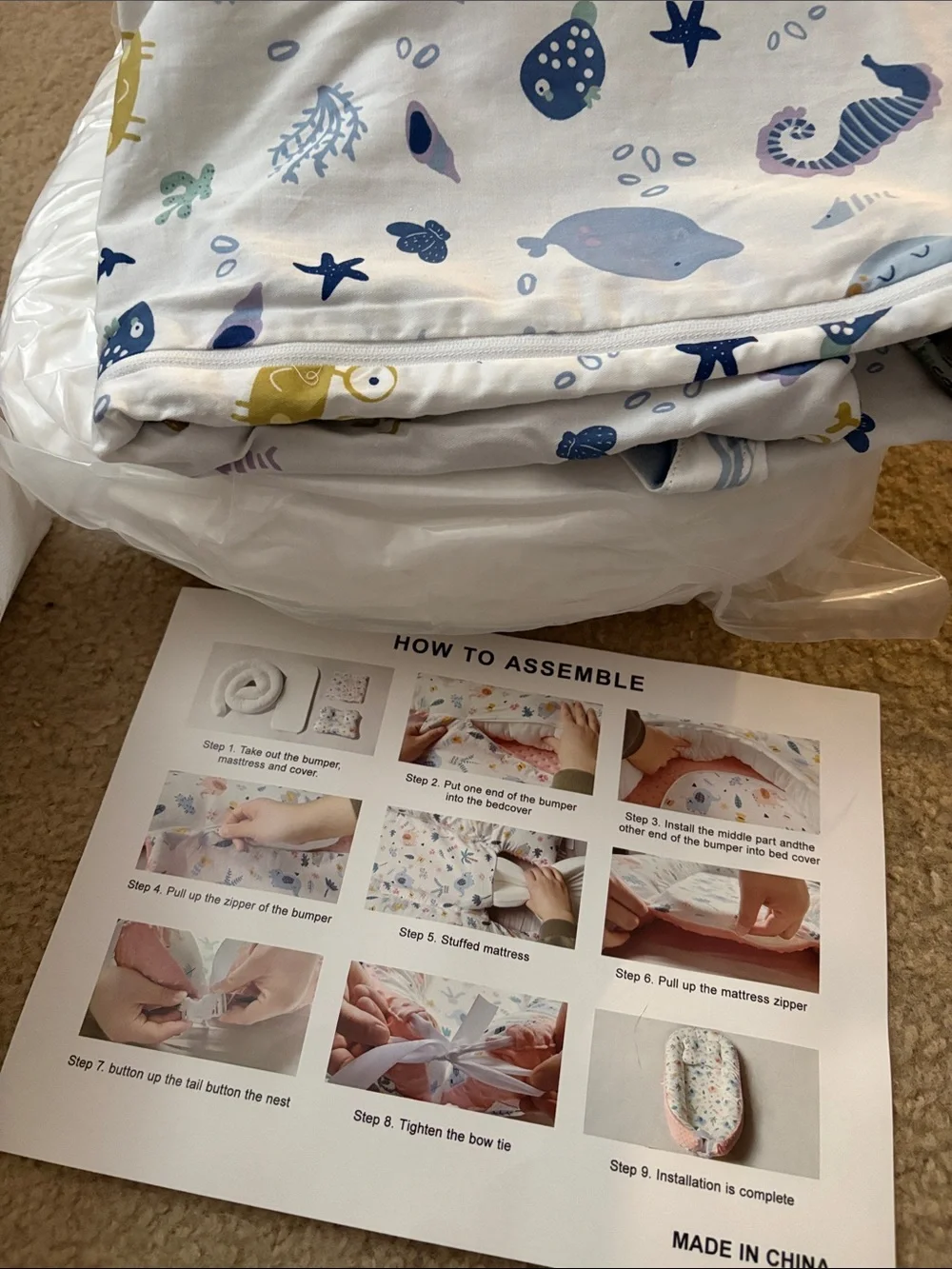 Sea Life Baby Bedding Set - Blue/White Nautical Print NWOT!